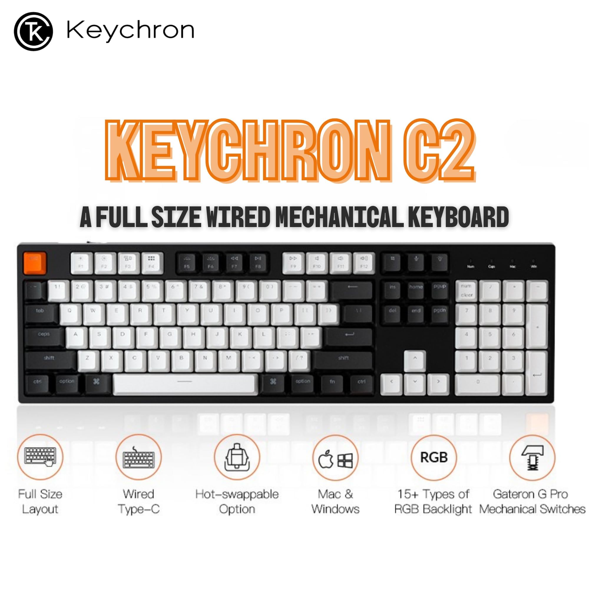Amazon.co.jp: Keychron C2 有線フルサイズキーボード Keychron Red